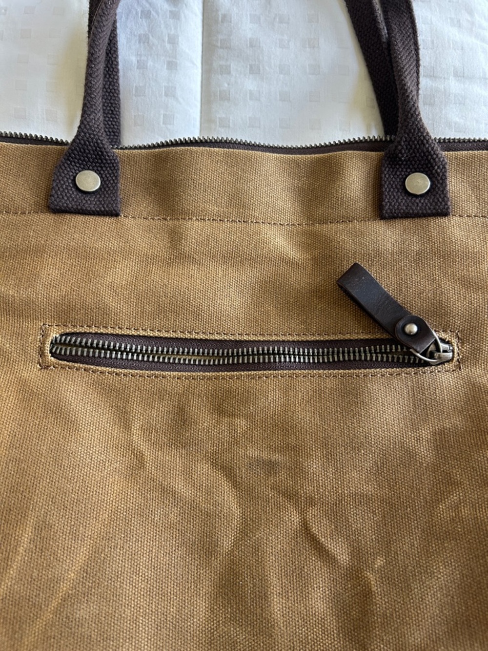 Vintage rugged Wax Canvas Tote Bag Shoulder Bag - Picture 3 of 13